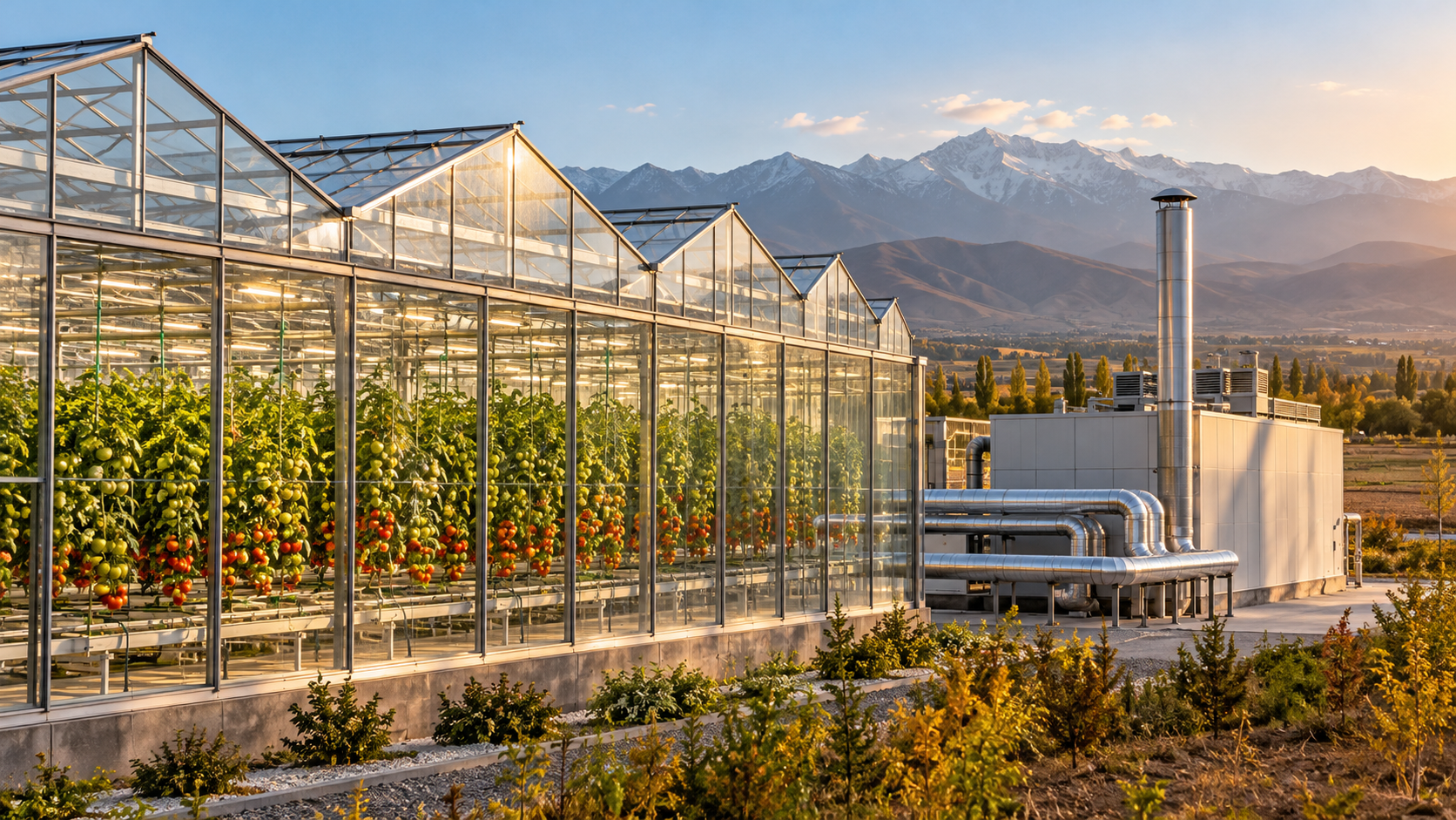 Illustrative greenhouse and heating infrastructure.