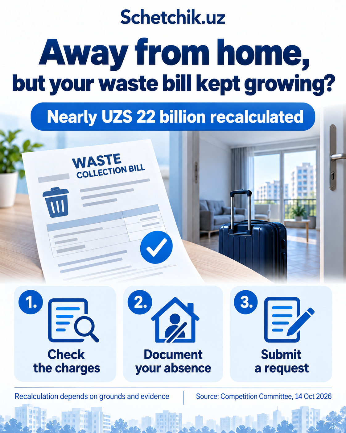 Away from home, but your waste bill kept growing? When to request recalculation